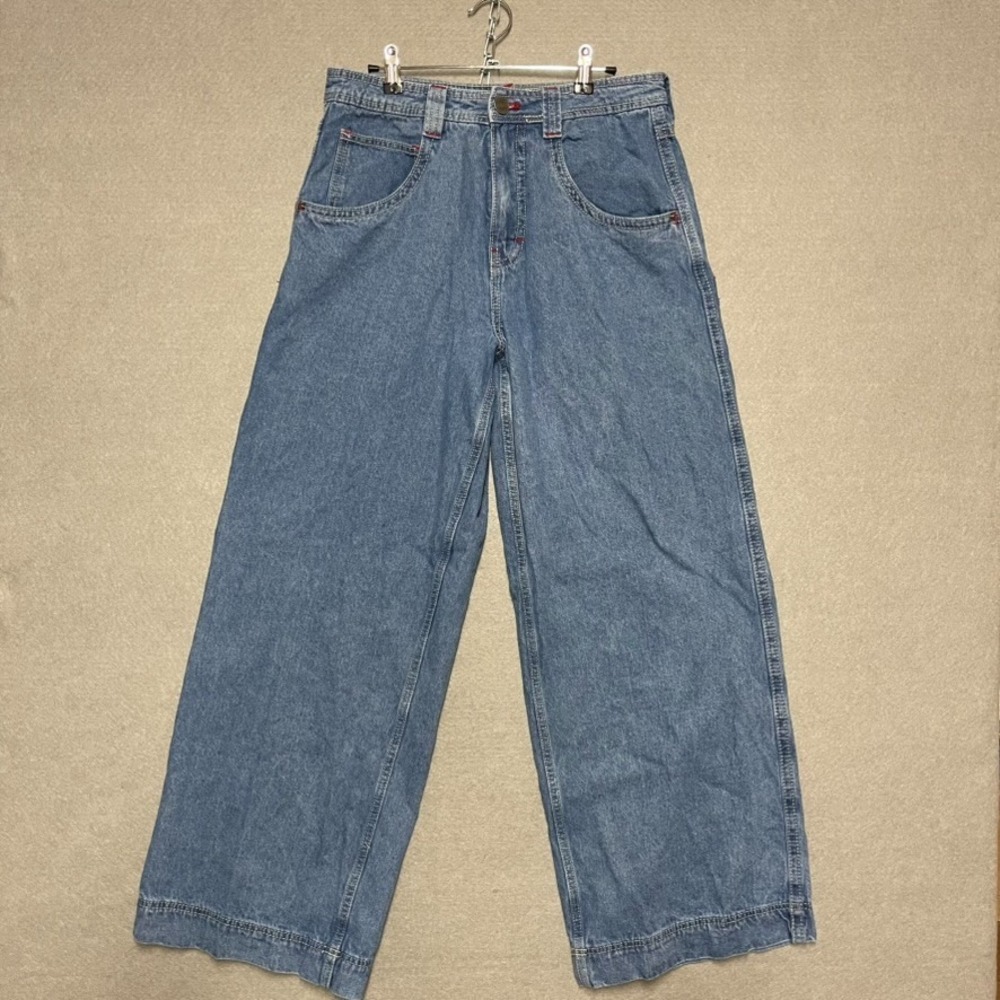 ALAB Jeans Men 30x31 Blue Denim Ultra Baggy Wide Leg Mega Rave Grunge Psycho Y2K - Picture 3 of 13